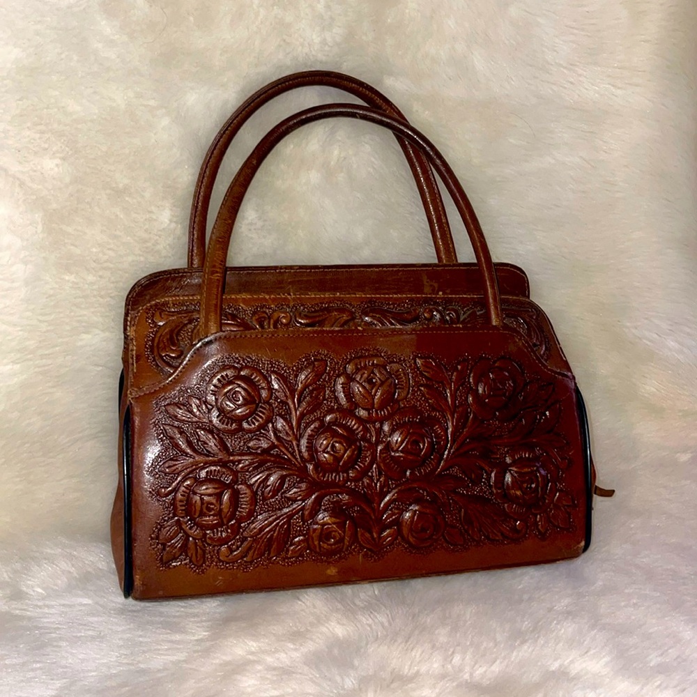 Vintage tooled leather bag